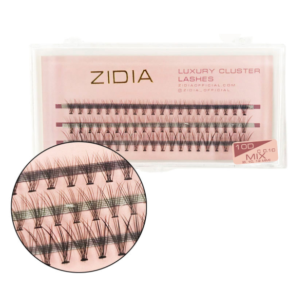 Вії пучкові (3 стрічки, розмір 8,10,12 мм) Cluster lashes 10d c 0,10 mix (8,10,12mm)
