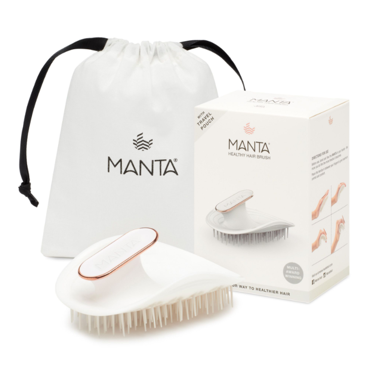 Масажна щітка для шкіри голови та волосся Brush White/rose gold