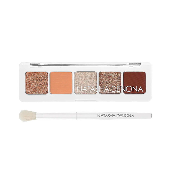 Палітра тіней у міні форматі + пензлик для розтушовки Mini eyeshadow palette & brush gift Nude