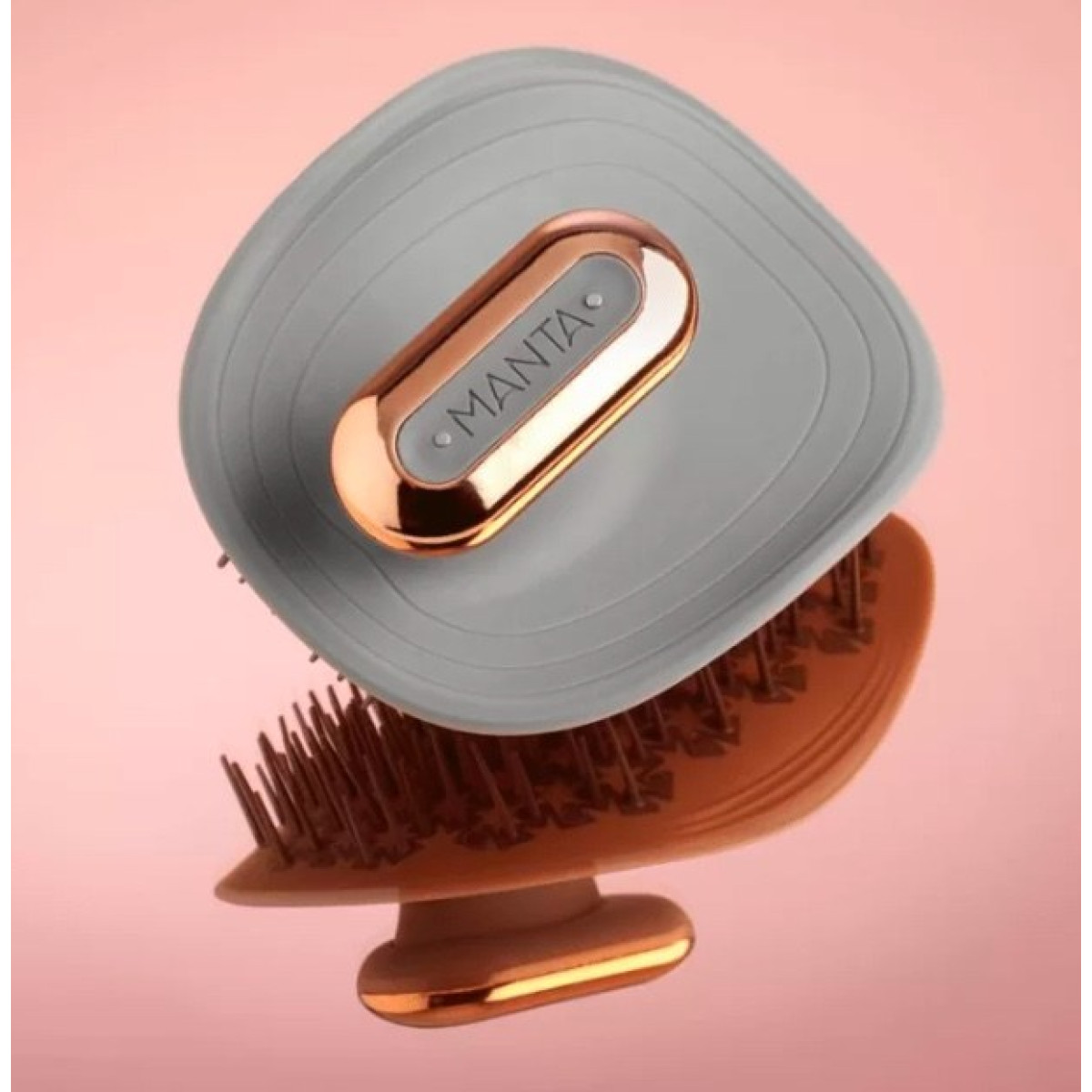 Вібруюча масажна щітка для шкіри голови та волосся з тримачем Pulse brush Grey