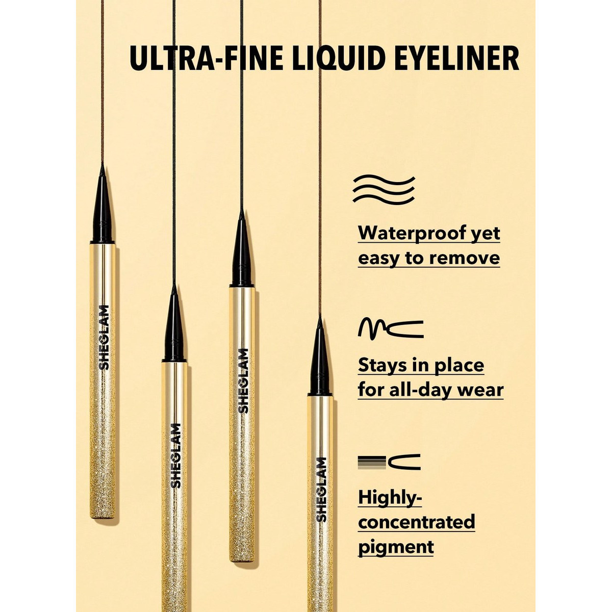 Водостійка підводка для очей чорного кольору Waterproof liquid line & define eyeliner Brown