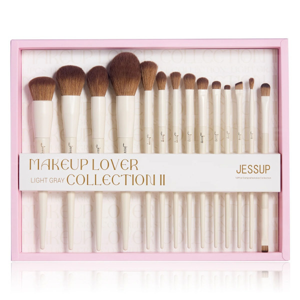 Набір пензликів для макіяжу Makeup lover light gray collection 2 (14pcs)