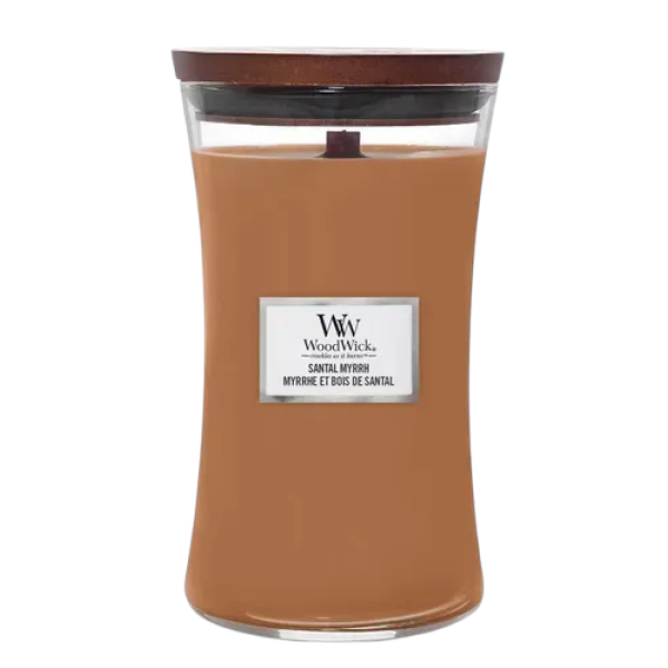 Ароматична свічка з ароматом червоного дерева, евкаліпта та амбри Large candle Santal myrrh
