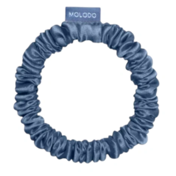 Шовкова резинка тонка Silk slim scrunchie Blue