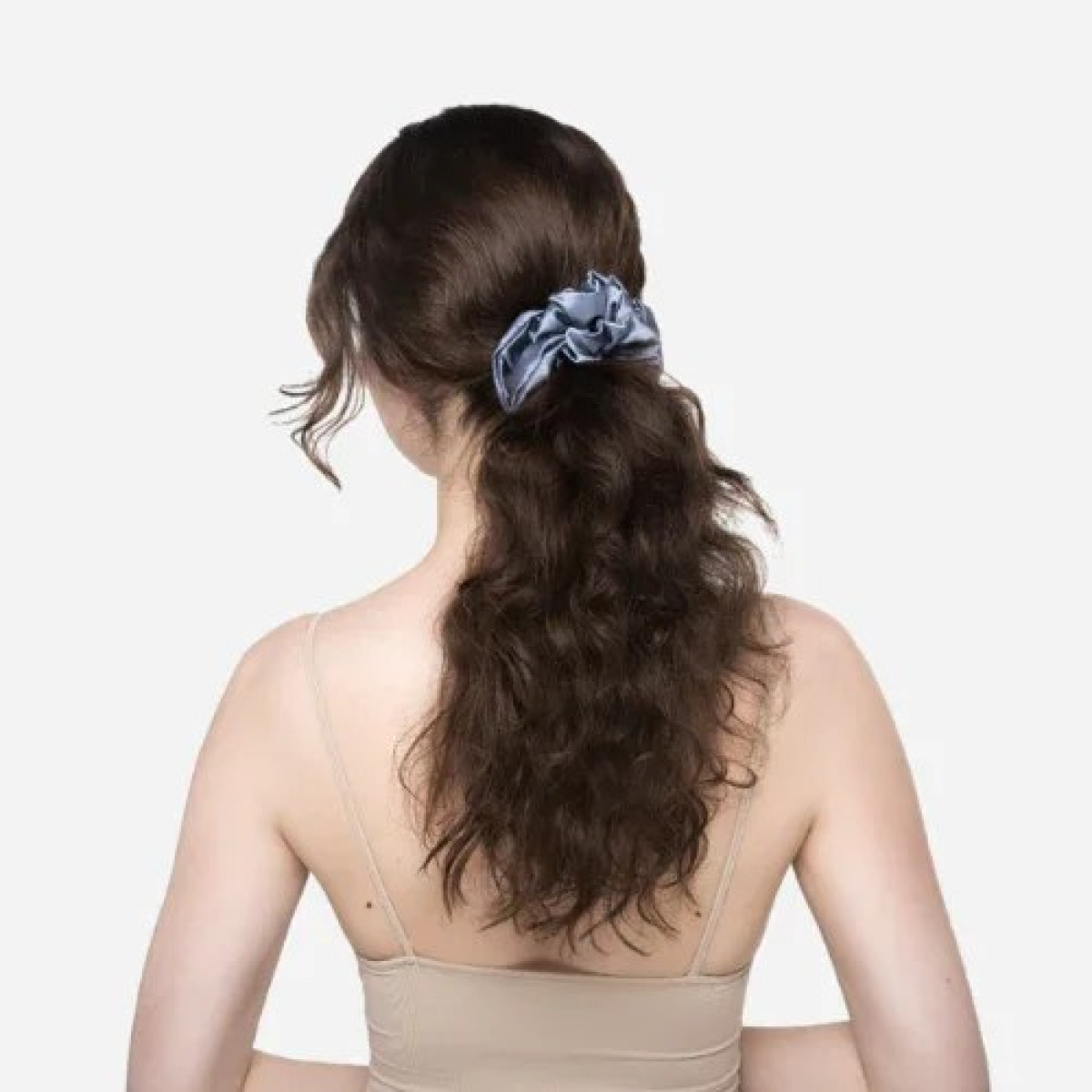 Шовкова резинка великого розміру Silk scrunchie large Blue