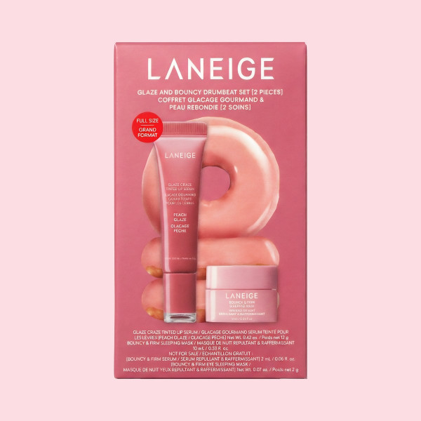 Набір для губ Glazed and bouncy drumbeat set Lip peach glaze and sleeping mask