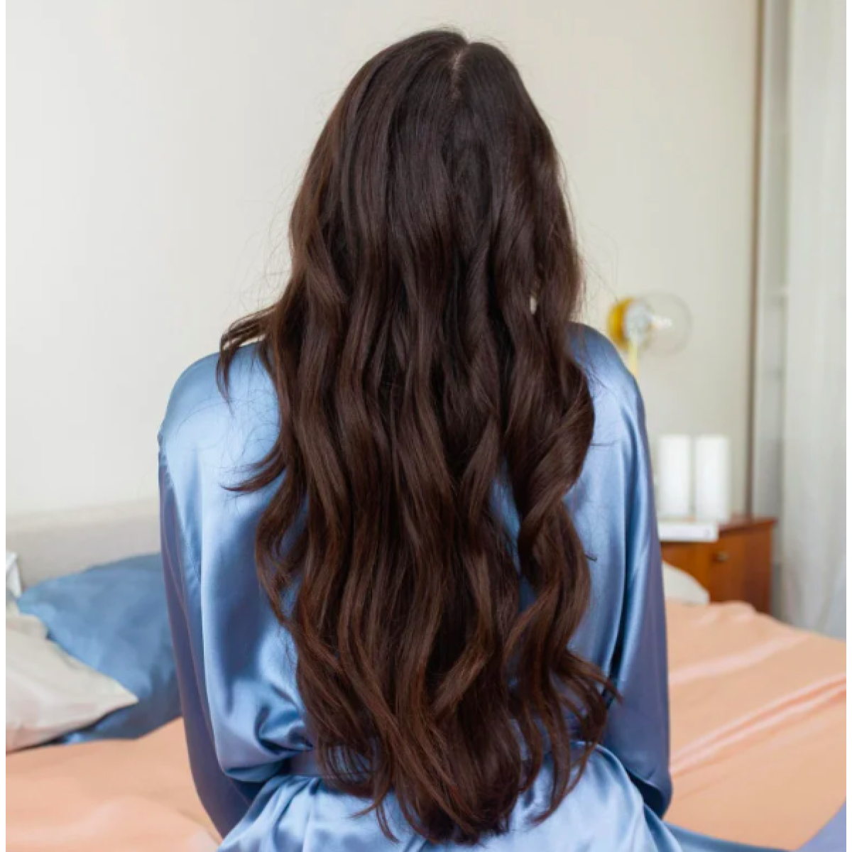 M'які бігуді з 100% натурального шовку зі стрічками Ribbonless silk hair rollers Brown