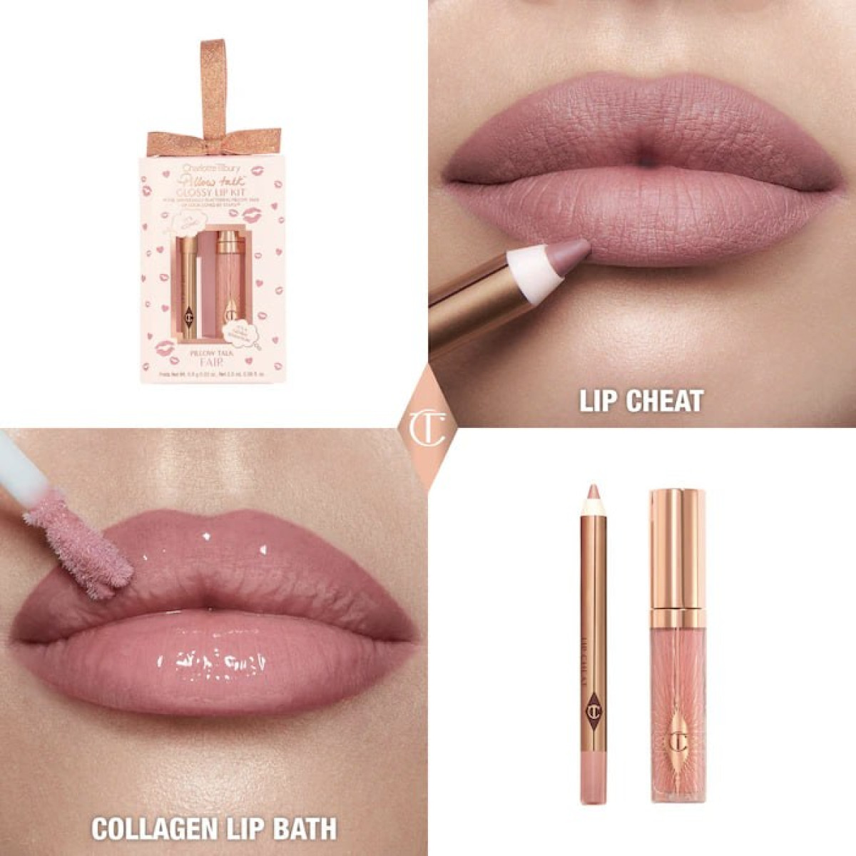 Подарунковий набір для губ Glossy lip kit Pillow talk fair