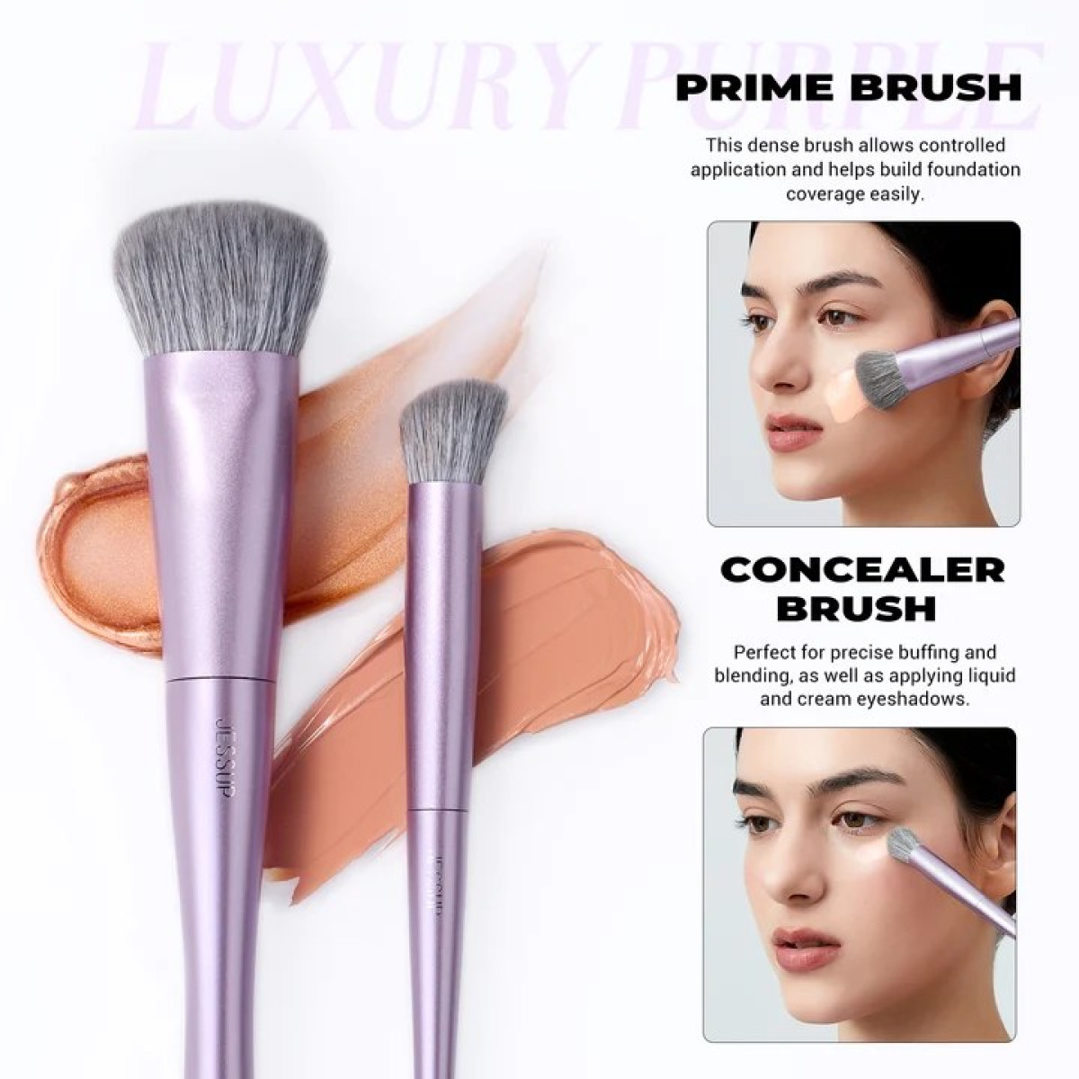 Набір пензликів для макіяжу Brush set luxury purple face (5pcs)