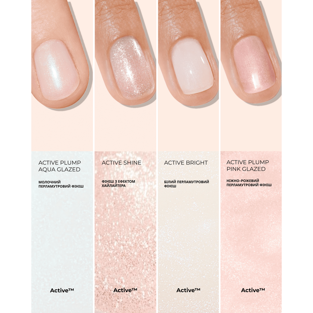 Лак для нігтів з колагеном та перламутровим молочним покриттям Active plump Aqua glazed